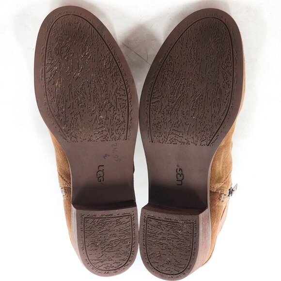 UGG Volta Suede Ankle Booties With Buckles Zip Tan Brown - Picture 12 of 12
